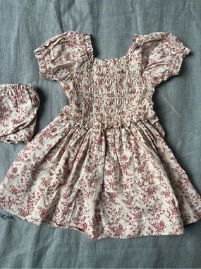 Noralee Girls Cream Floral Smocked Dress with Bloomer